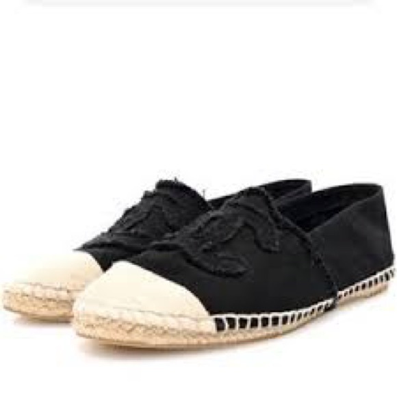 CHANEL CC :Logo Black & Beige Two Tone Espadrilles IT38 - Picture 1 of 8